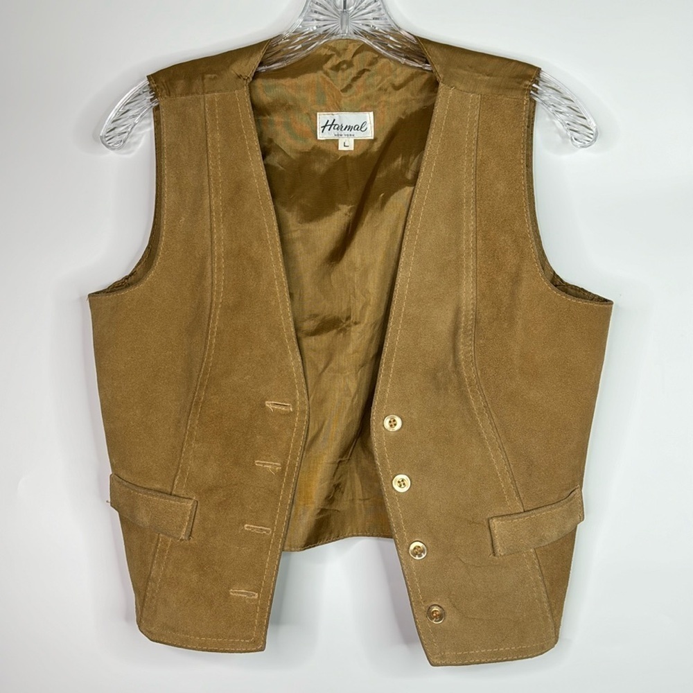 Vintage Harmal New York Brown Leather Vest Size Large